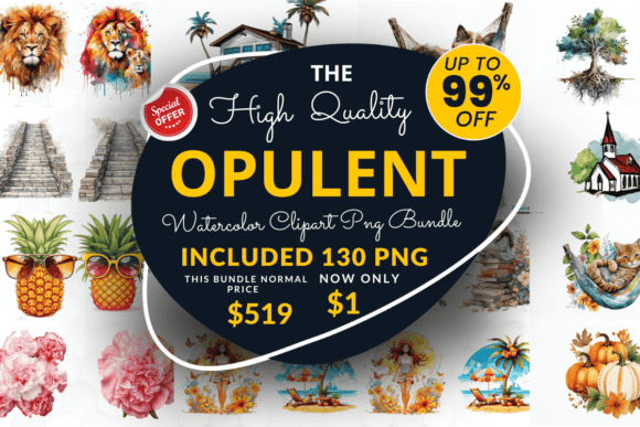 Download Opulent Watercolor Big Clipart Bundle - Premium Resources
